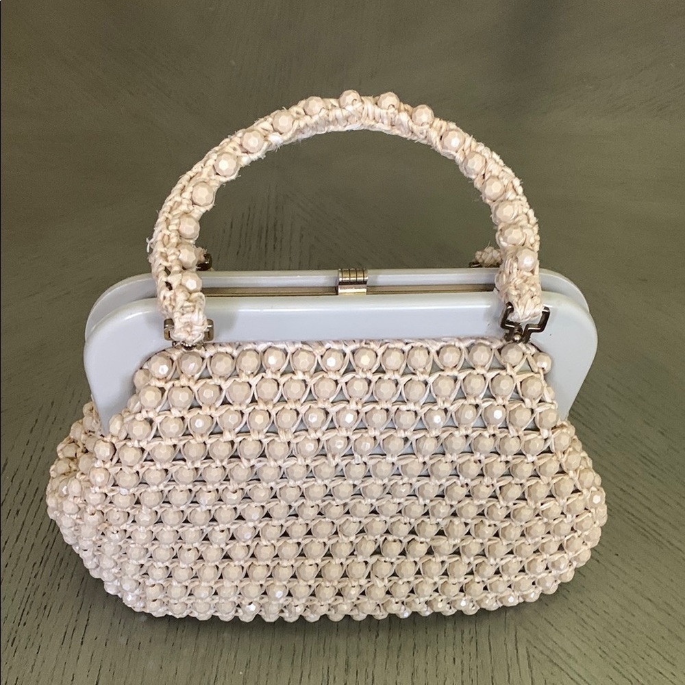 Vintage LEFCORT Elegant Cream Beaded Handbag - Picture 1 of 16